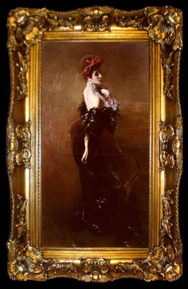framed  Giovanni Boldini Portrait Of Madame Pages In Evening Dress, ta009-2